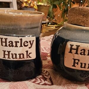 Harley-Davidson Tumbleweed Pottery "Harley Fund" Jar and "Harley Hunk" Mug